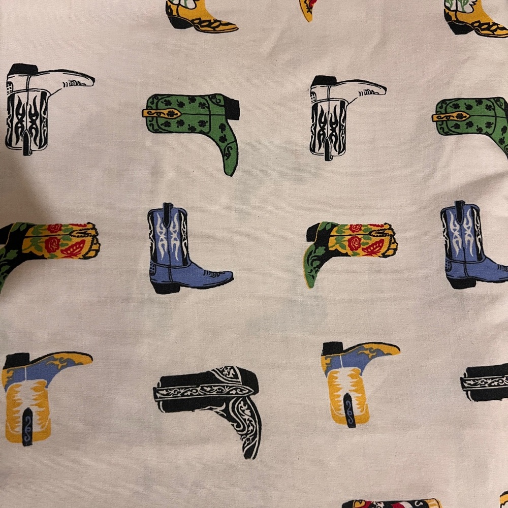 Vintage Cowboy Boot Cotton Blend Fabric Twin Flat Sheet
